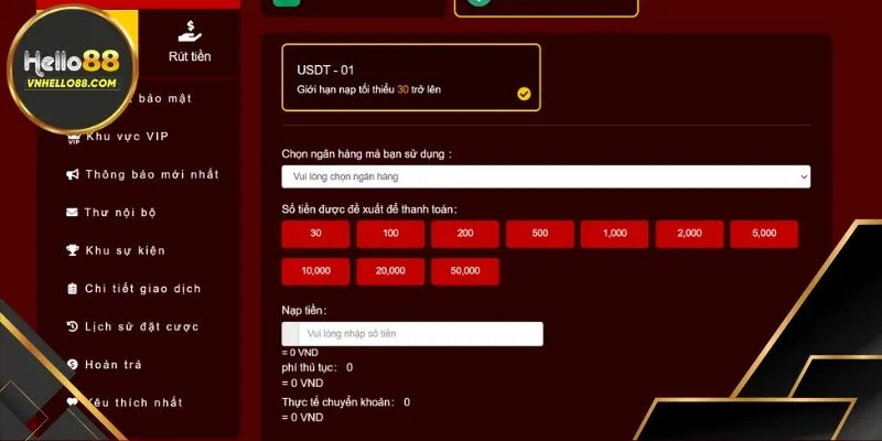 Hướng dẫn khách hàng giao dịch với USDT tại cổng game